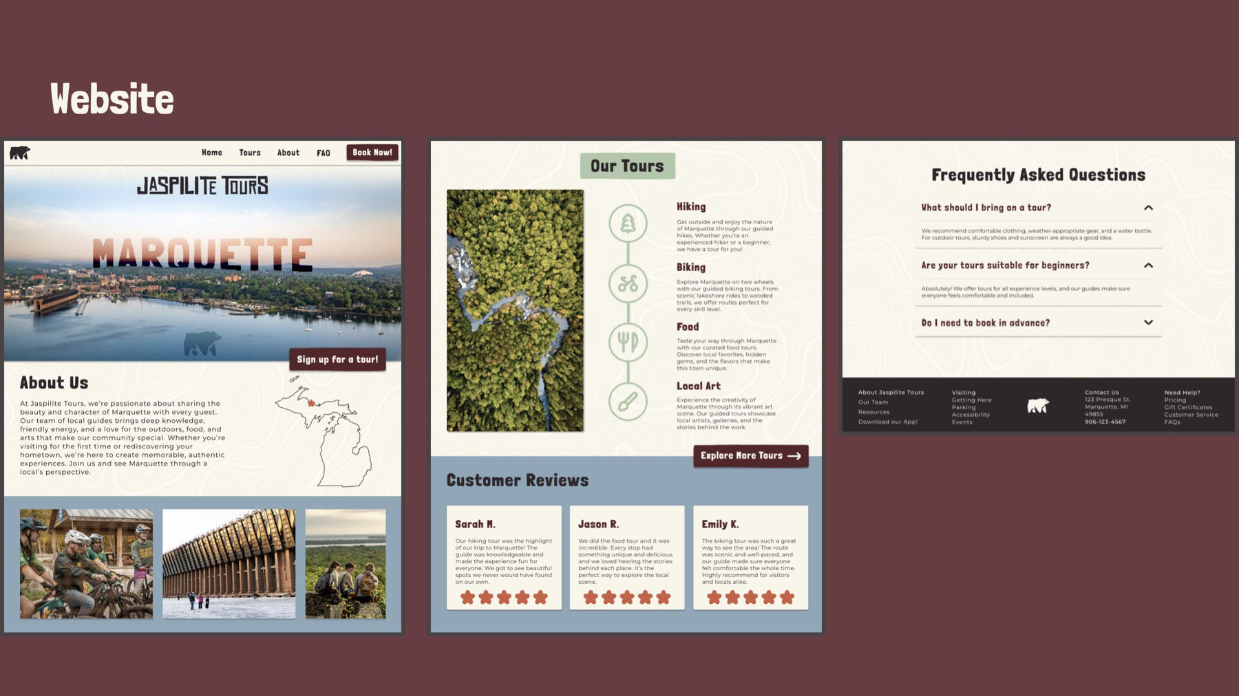 Jaspilite Tours digital interface presentation screen.
