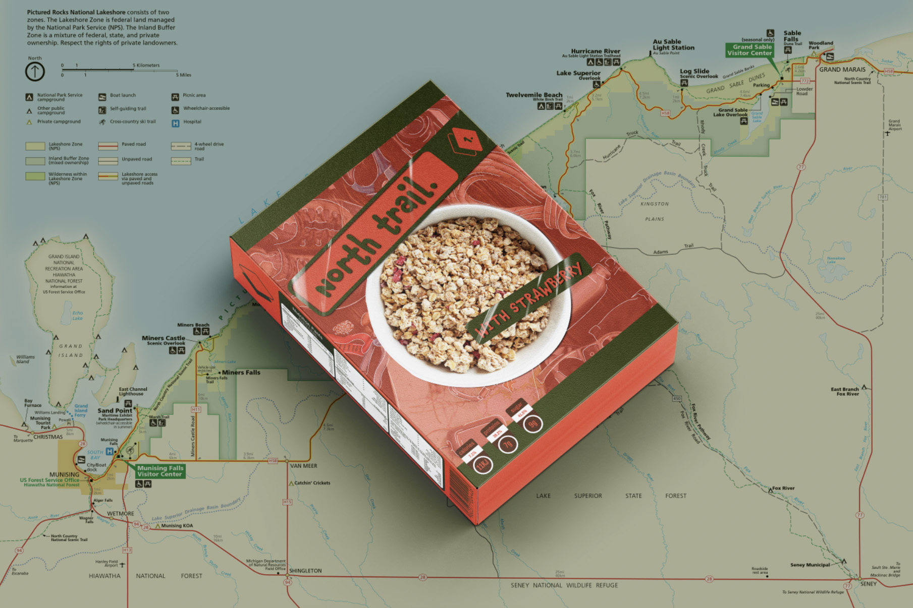Oat and Oak cereal box mockup shown in a packaging presentation scene.