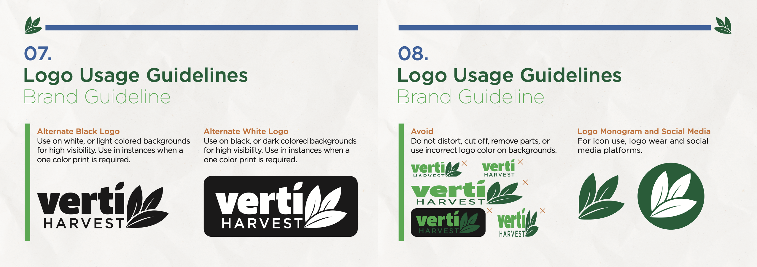 VertiHarvest Style Guide selected page 05.