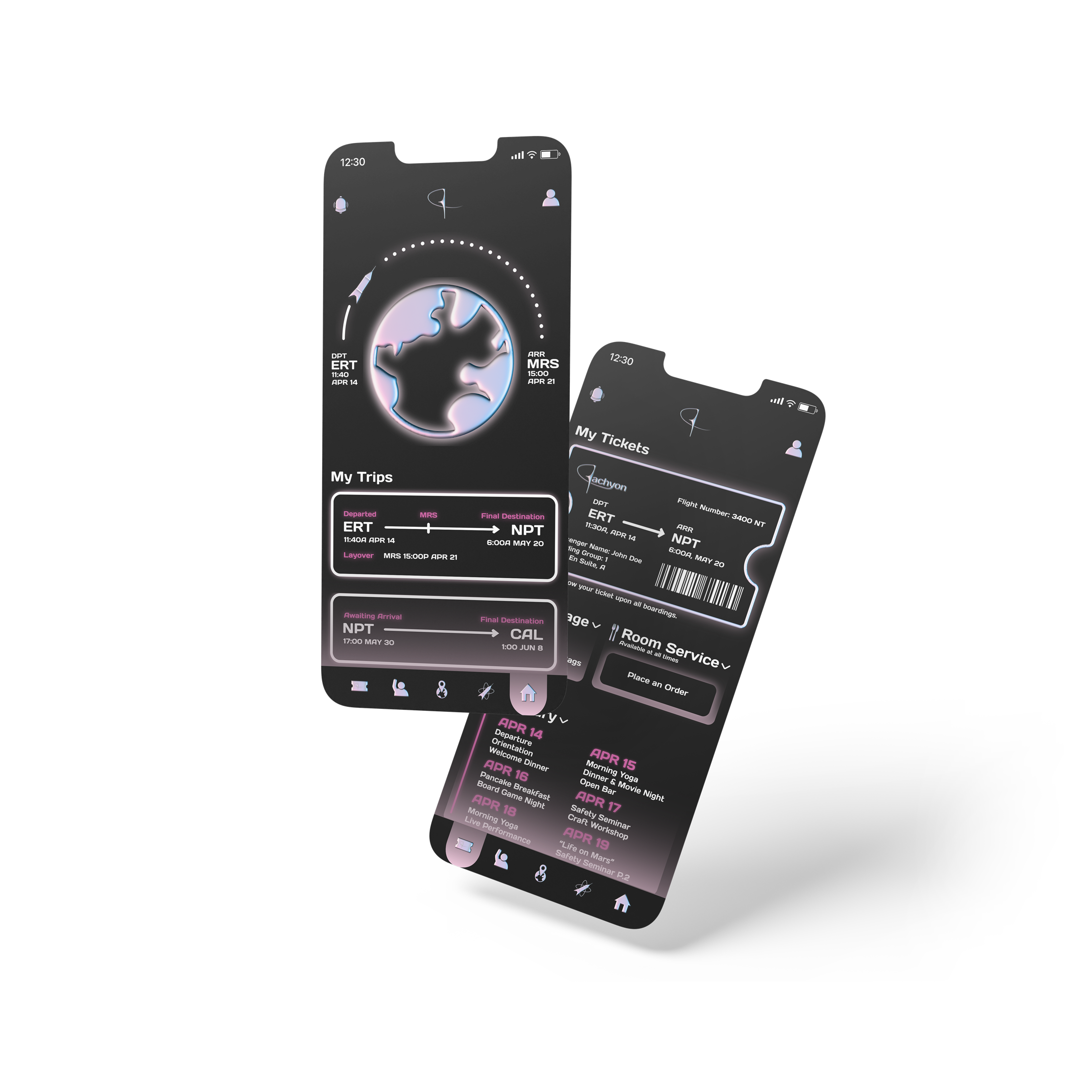 Tachyon first visual direction shown as a final app presentation mockup.