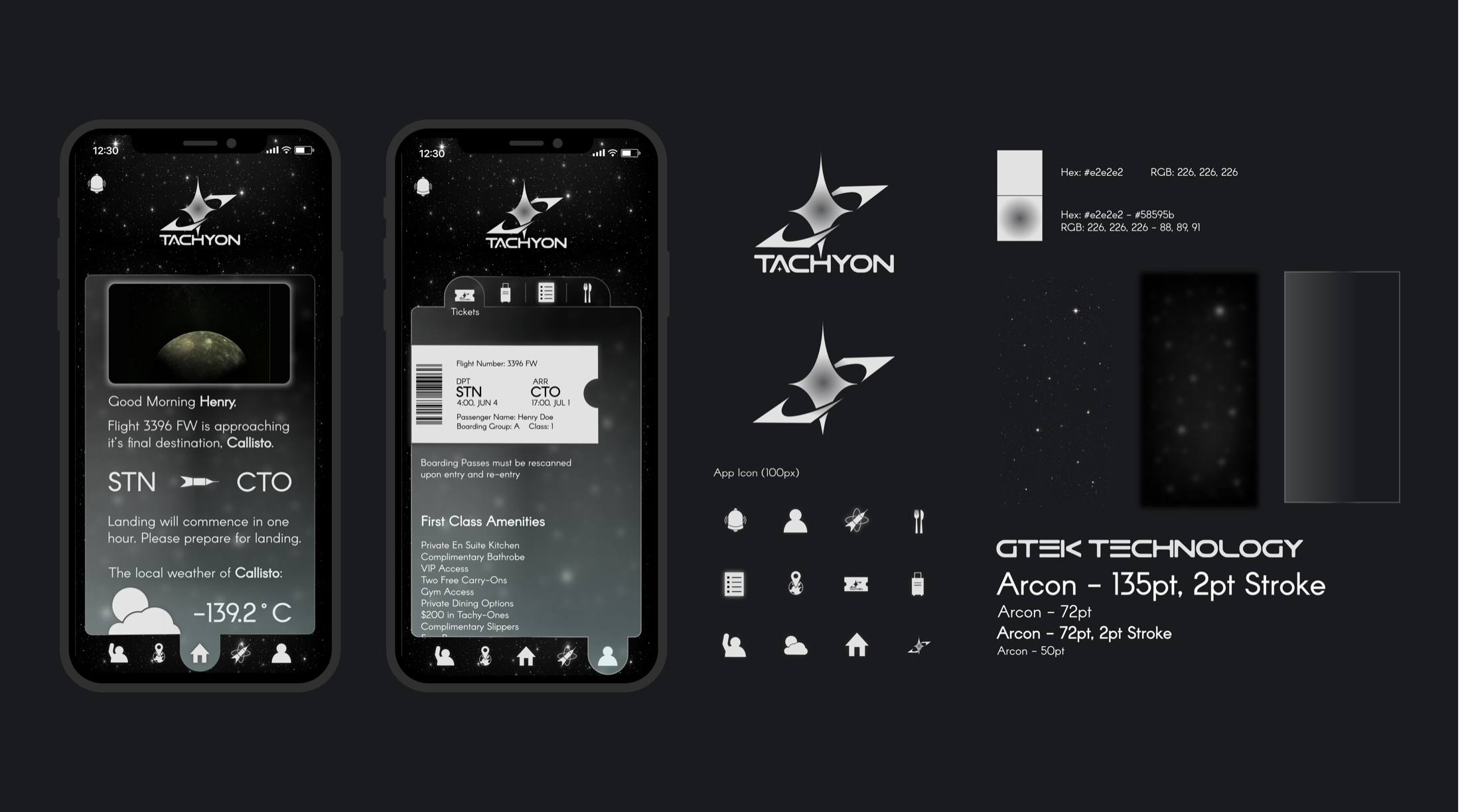 Tachyon second identity direction sheet with interface brand elements.