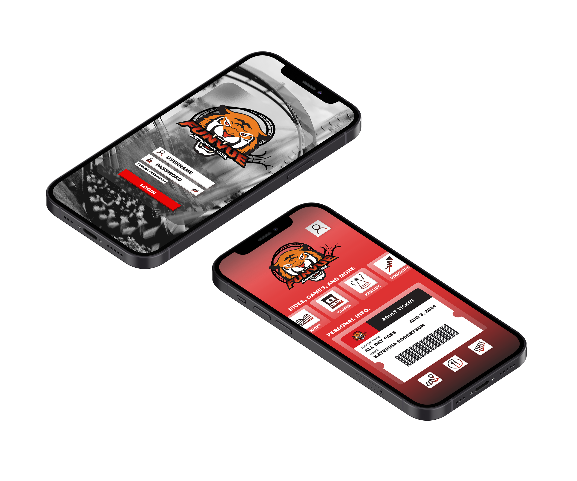 Energetic visual direction shown as an app presentation mockup.